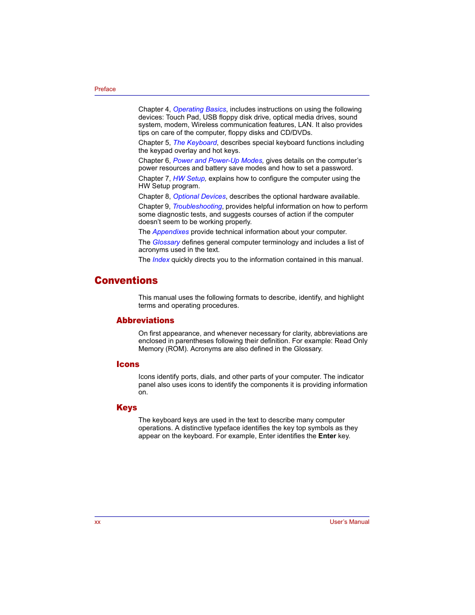 Conventions | Toshiba M300 User Manual | Page 20 / 218