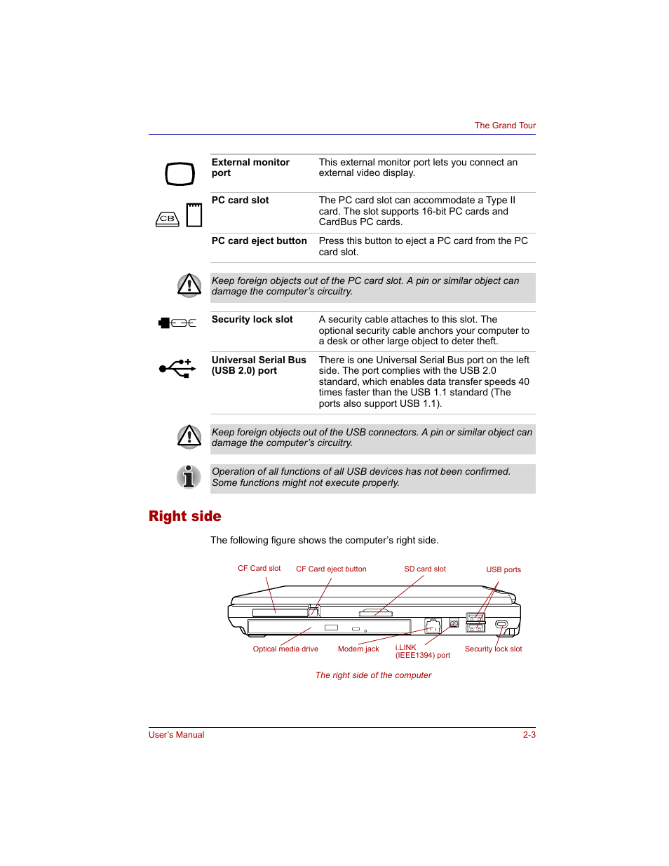 Right side, Right side -3 | Toshiba M300 User Manual | Page 43 / 218