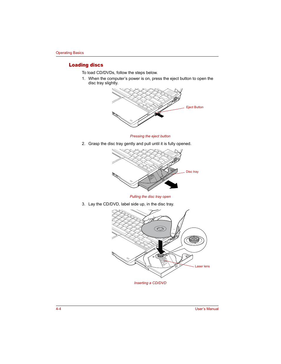 Loading discs, Loading discs -4 | Toshiba M300 User Manual | Page 74 / 218