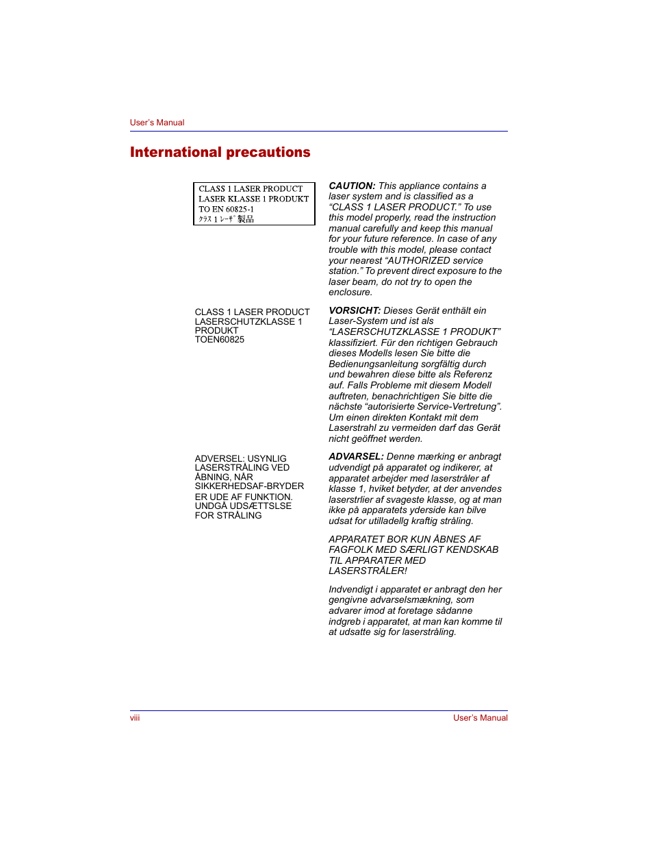 International precautions | Toshiba M300 User Manual | Page 8 / 218