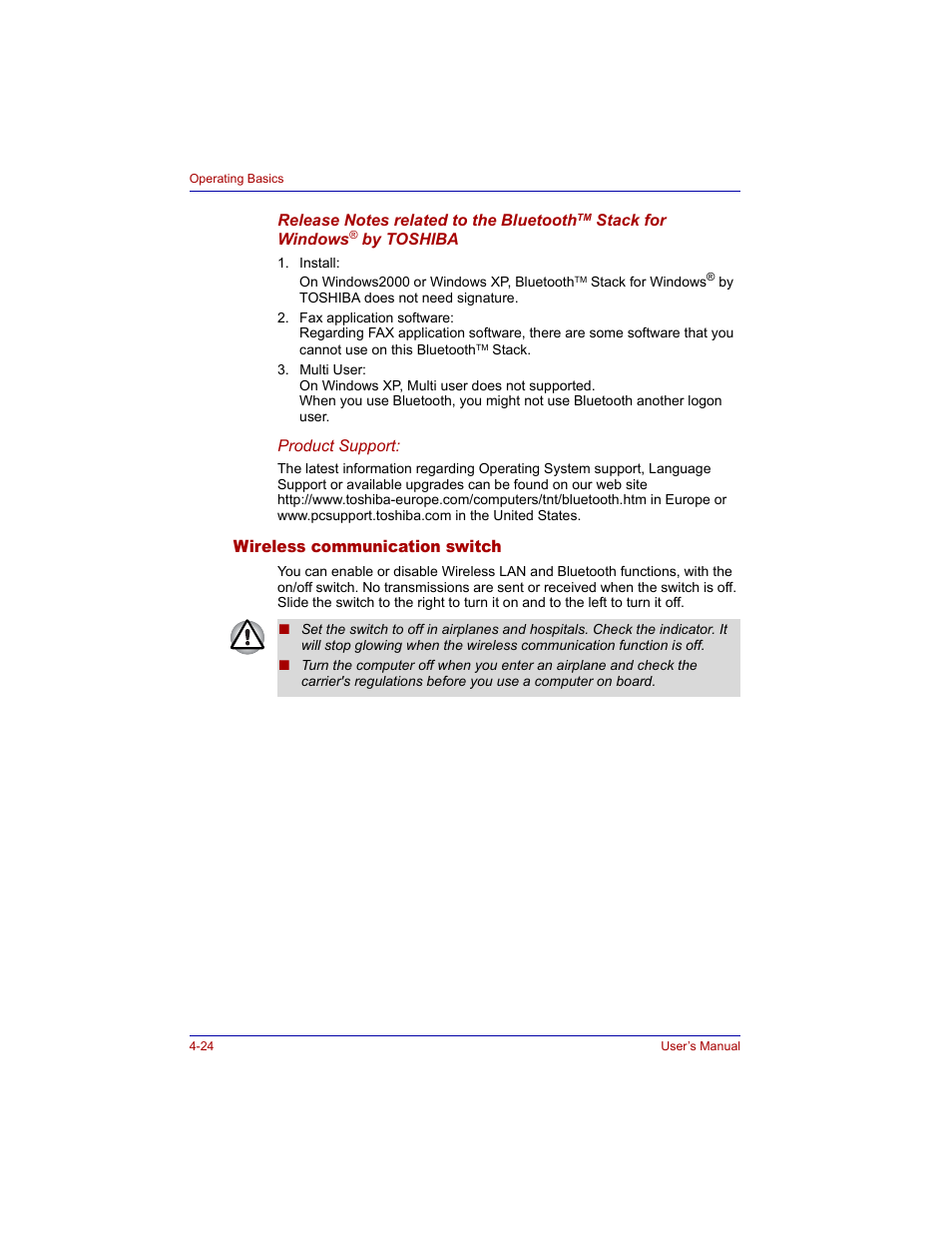 Wireless communication switch, Wireless communication switch -24 | Toshiba M300 User Manual | Page 94 / 218