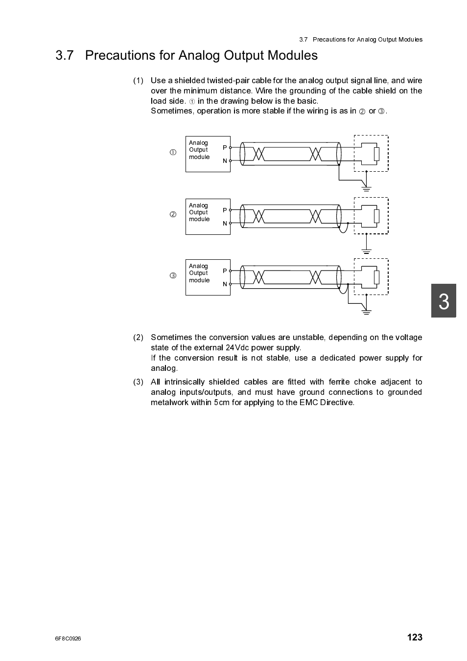 7 precautions for analog output modules, Cx)c ) | Toshiba SX 2000 User Manual | Page 140 / 181