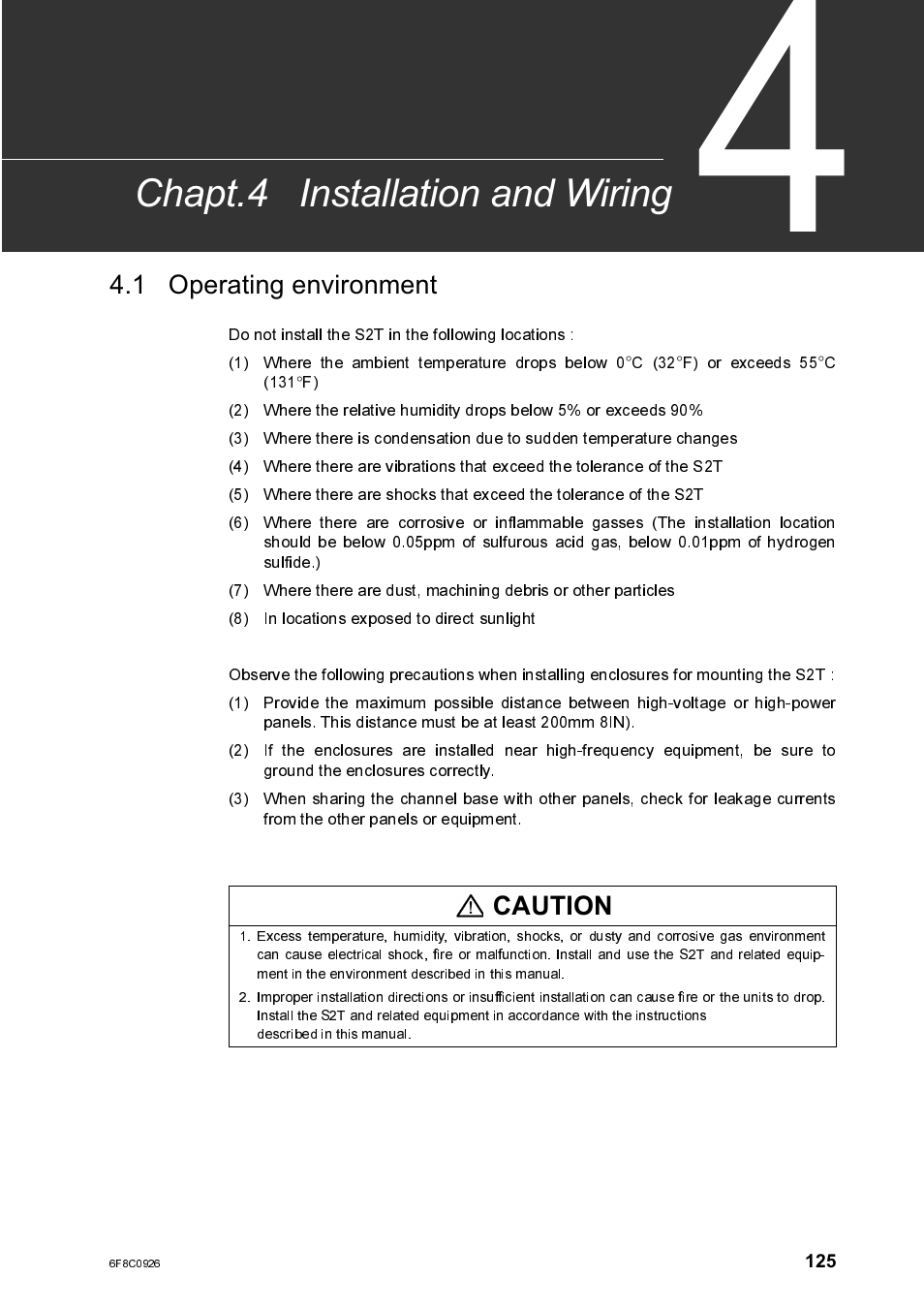 1 operating environment, Operating environment, Chapt.4 installation and wiring | A caution | Toshiba SX 2000 User Manual | Page 142 / 181