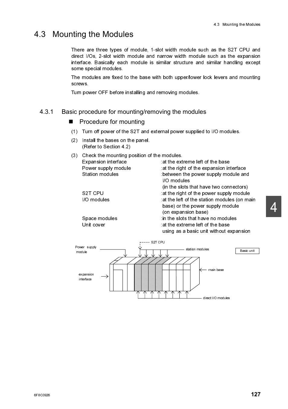 3 mounting the modules, Mounting the modules | Toshiba SX 2000 User Manual | Page 144 / 181