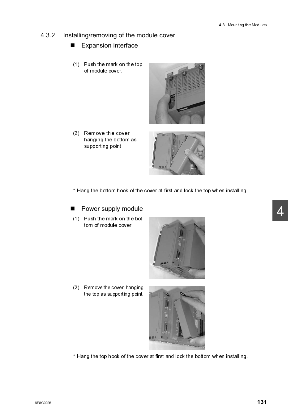 Power supply module, Installing/removing of the module cover | Toshiba SX 2000 User Manual | Page 148 / 181