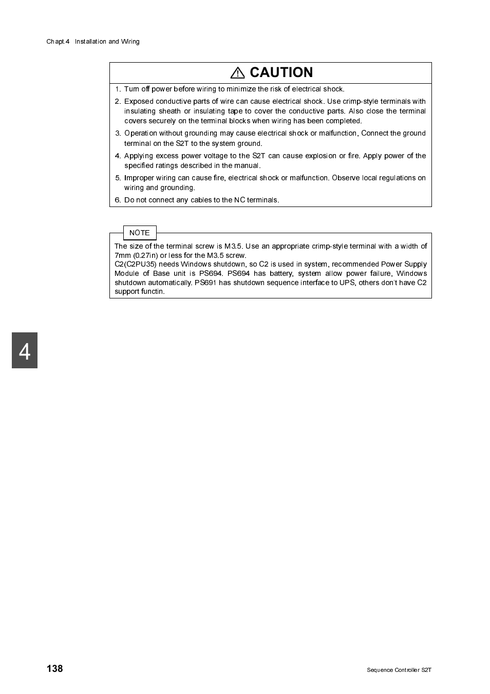A caution | Toshiba SX 2000 User Manual | Page 155 / 181