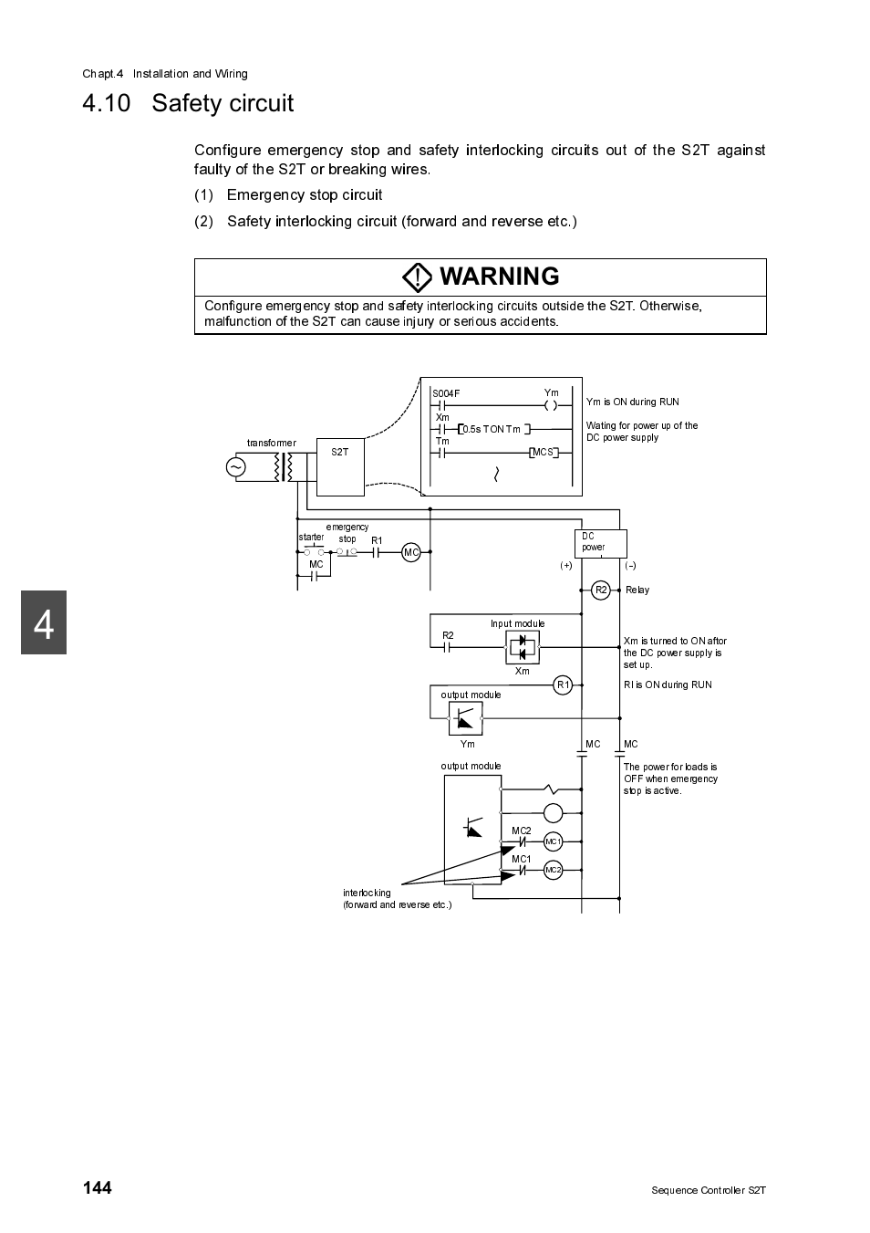 Warning, 10 safety circuit | Toshiba SX 2000 User Manual | Page 161 / 181