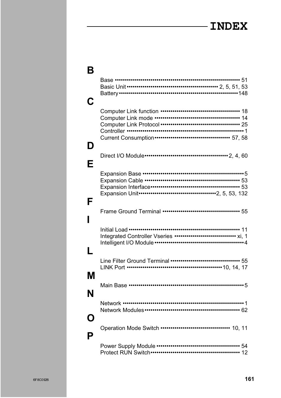 Index b | Toshiba SX 2000 User Manual | Page 178 / 181