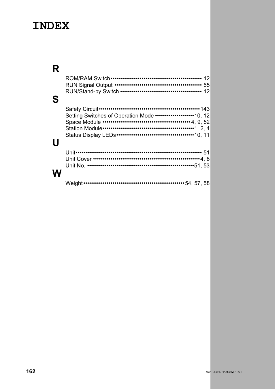 Index u w | Toshiba SX 2000 User Manual | Page 179 / 181