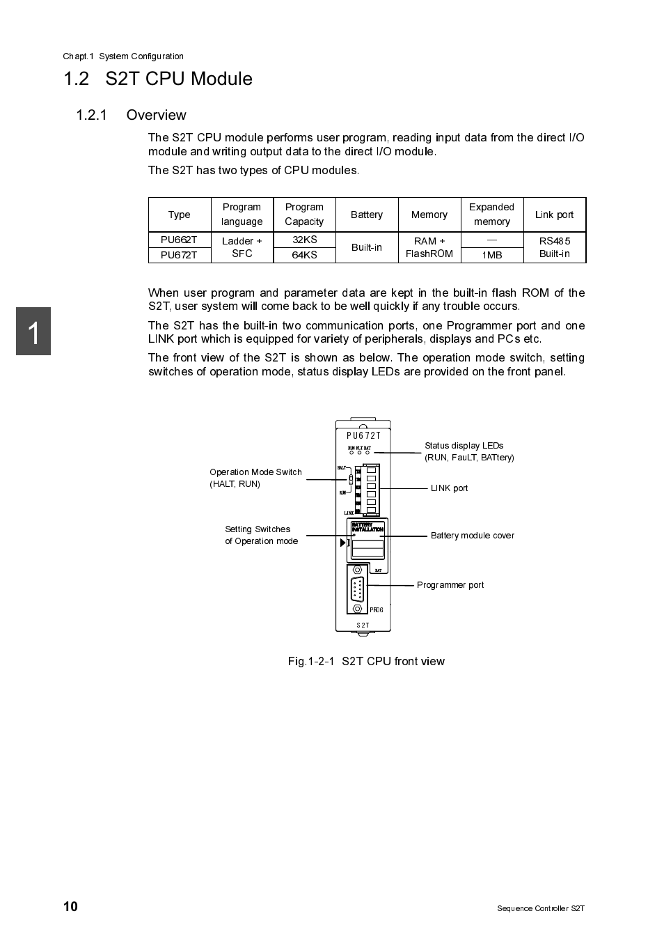 1 overview, Overview, 2 s2t cpu module | Toshiba SX 2000 User Manual | Page 27 / 181