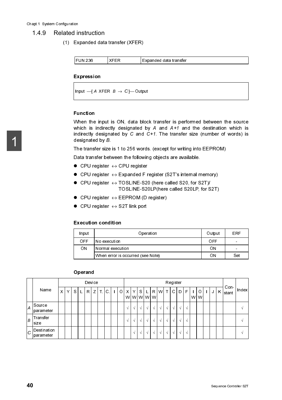 9 related instruction, Function, Related instruction | Expression function, Execution condition, Operand | Toshiba SX 2000 User Manual | Page 57 / 181