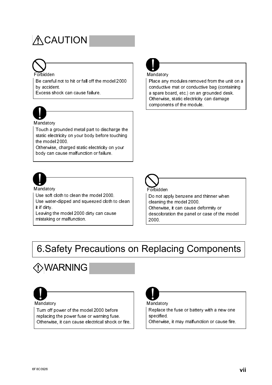 Acaution | Toshiba SX 2000 User Manual | Page 8 / 181