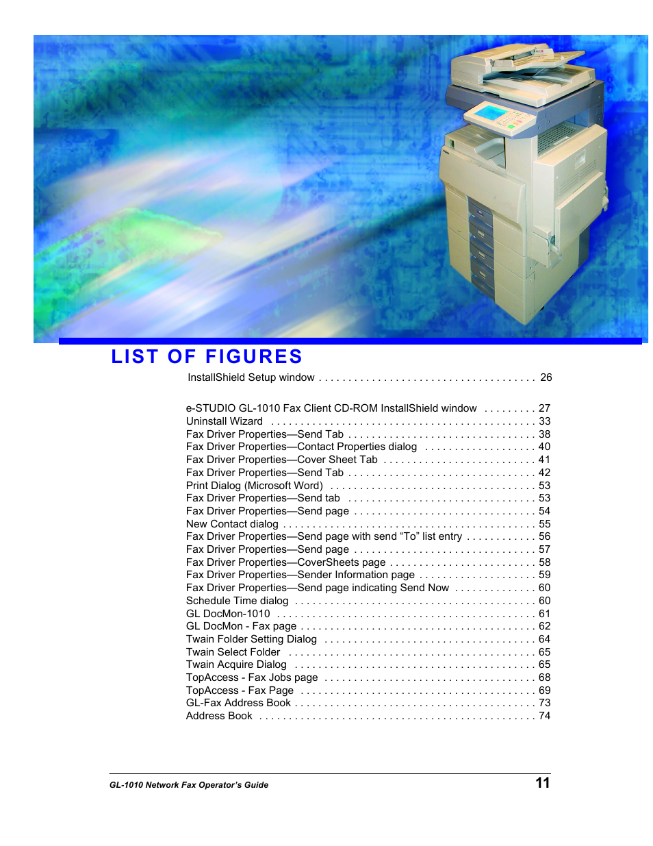 List of figures | Toshiba GL-1010 User Manual | Page 11 / 97