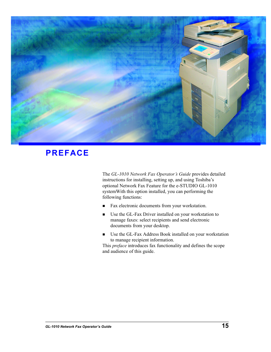 Preface | Toshiba GL-1010 User Manual | Page 15 / 97