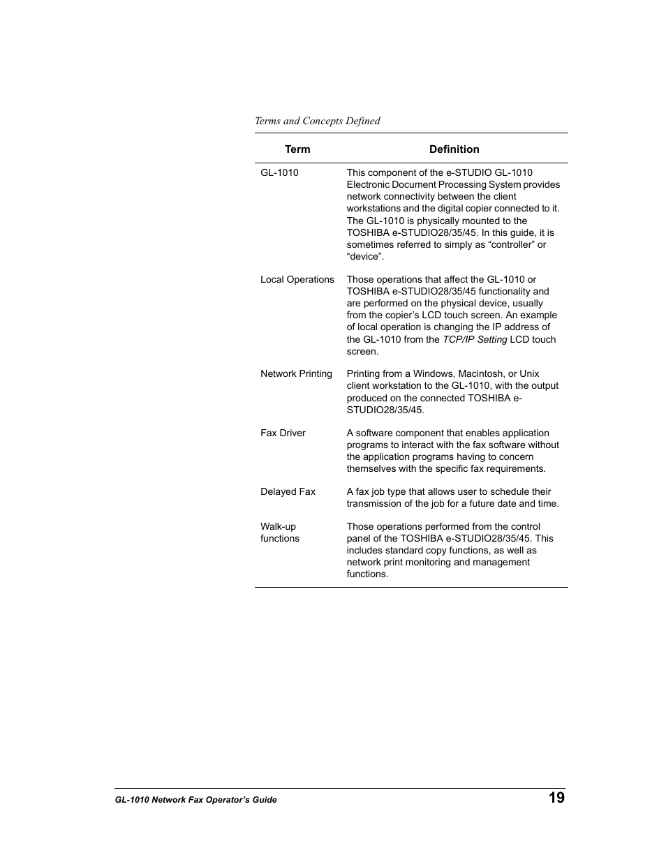 Toshiba GL-1010 User Manual | Page 19 / 97