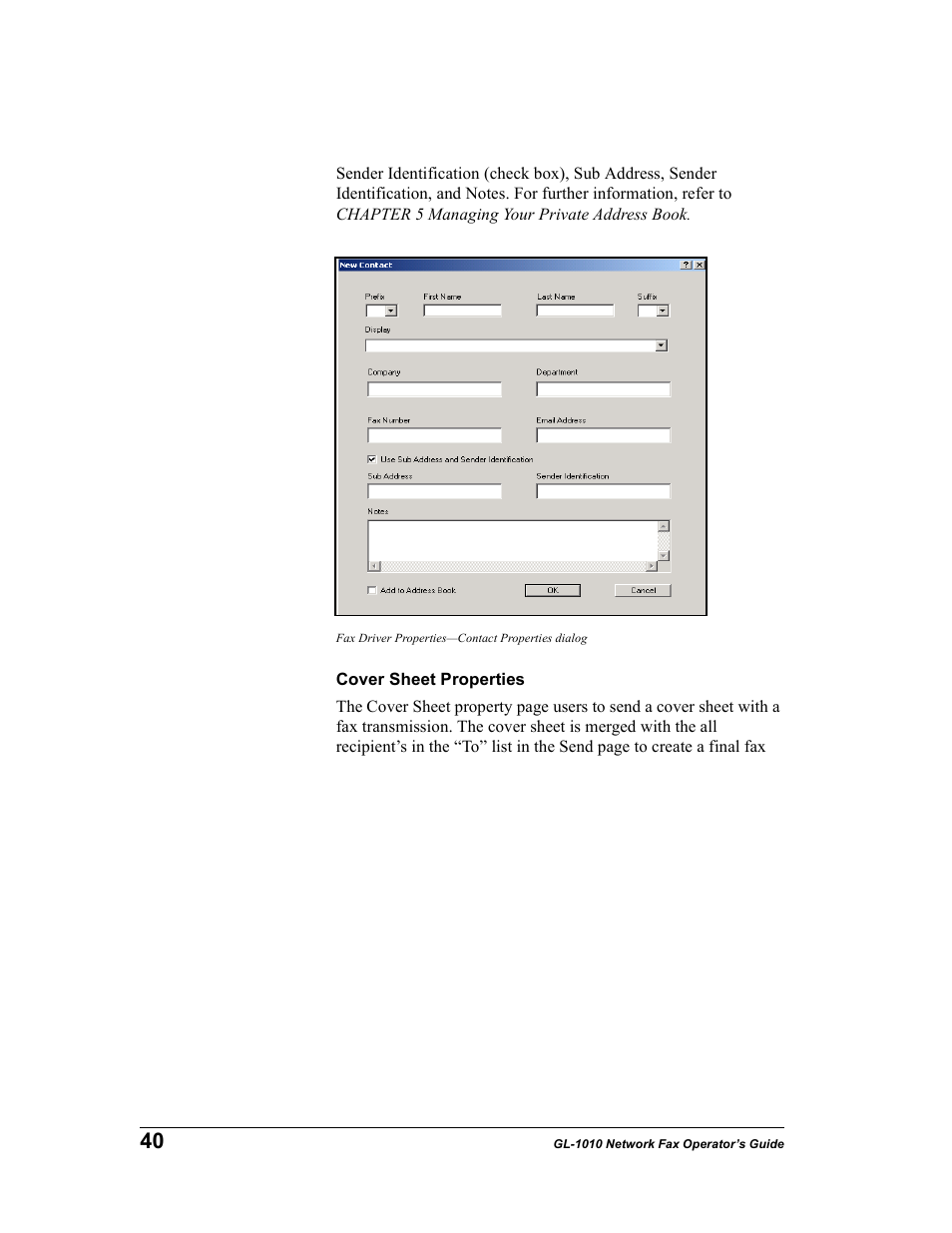 Cover sheet properties | Toshiba GL-1010 User Manual | Page 40 / 97