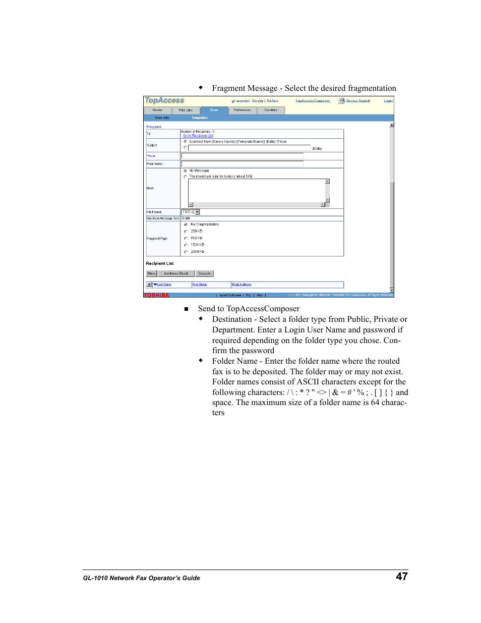 Toshiba GL-1010 User Manual | Page 47 / 97