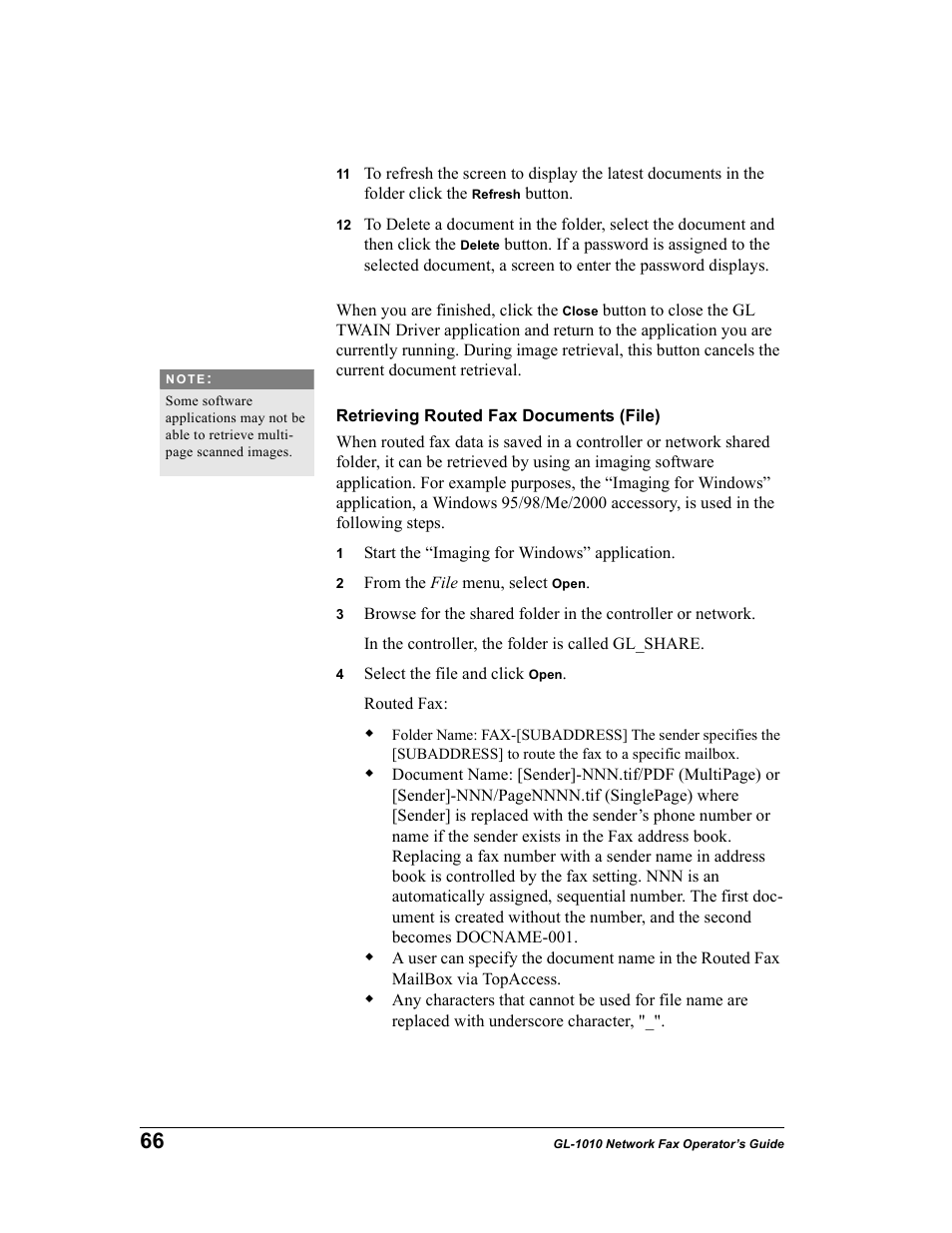 Retrieving routed fax documents (file), When you are finished, click the | Toshiba GL-1010 User Manual | Page 66 / 97