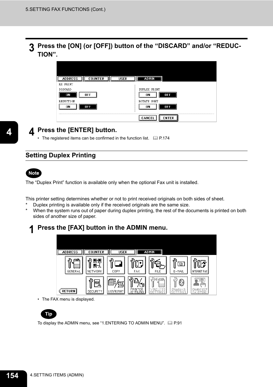 Setting duplex printing | Toshiba E.STUDIO e-STUDIO 523 User Manual | Page 156 / 216