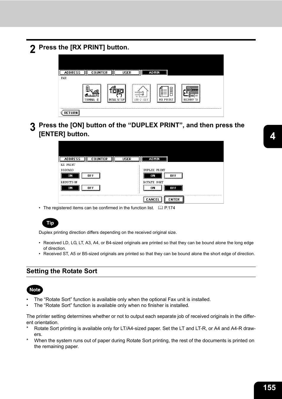 Setting the rotate sort | Toshiba E.STUDIO e-STUDIO 523 User Manual | Page 157 / 216