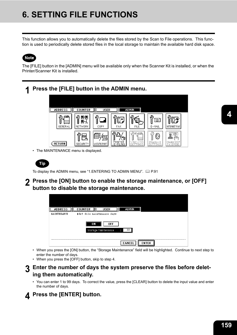 Setting file functions, P.159 “6.setting file functions | Toshiba E.STUDIO e-STUDIO 523 User Manual | Page 161 / 216