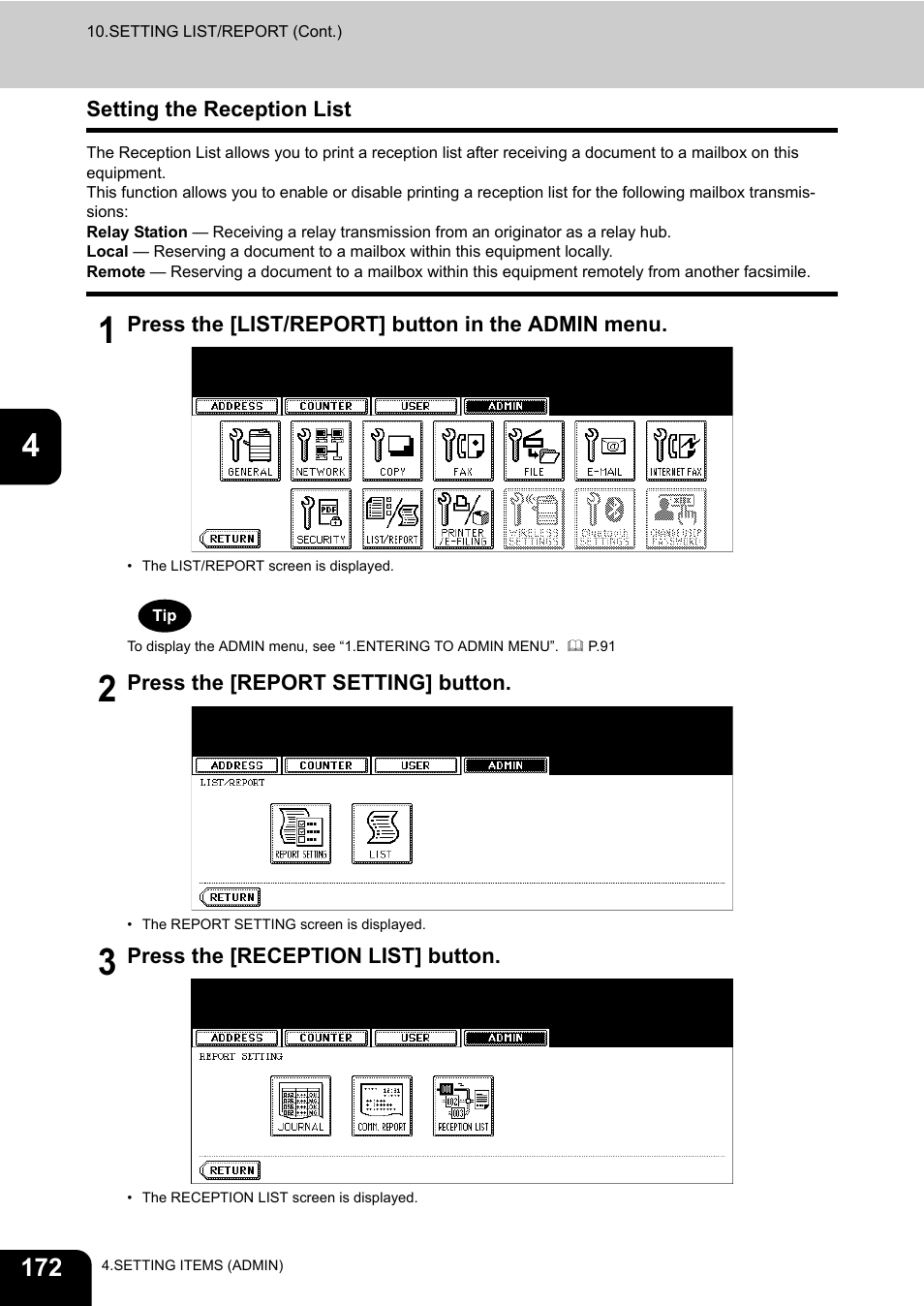 Setting the reception list | Toshiba E.STUDIO e-STUDIO 523 User Manual | Page 174 / 216