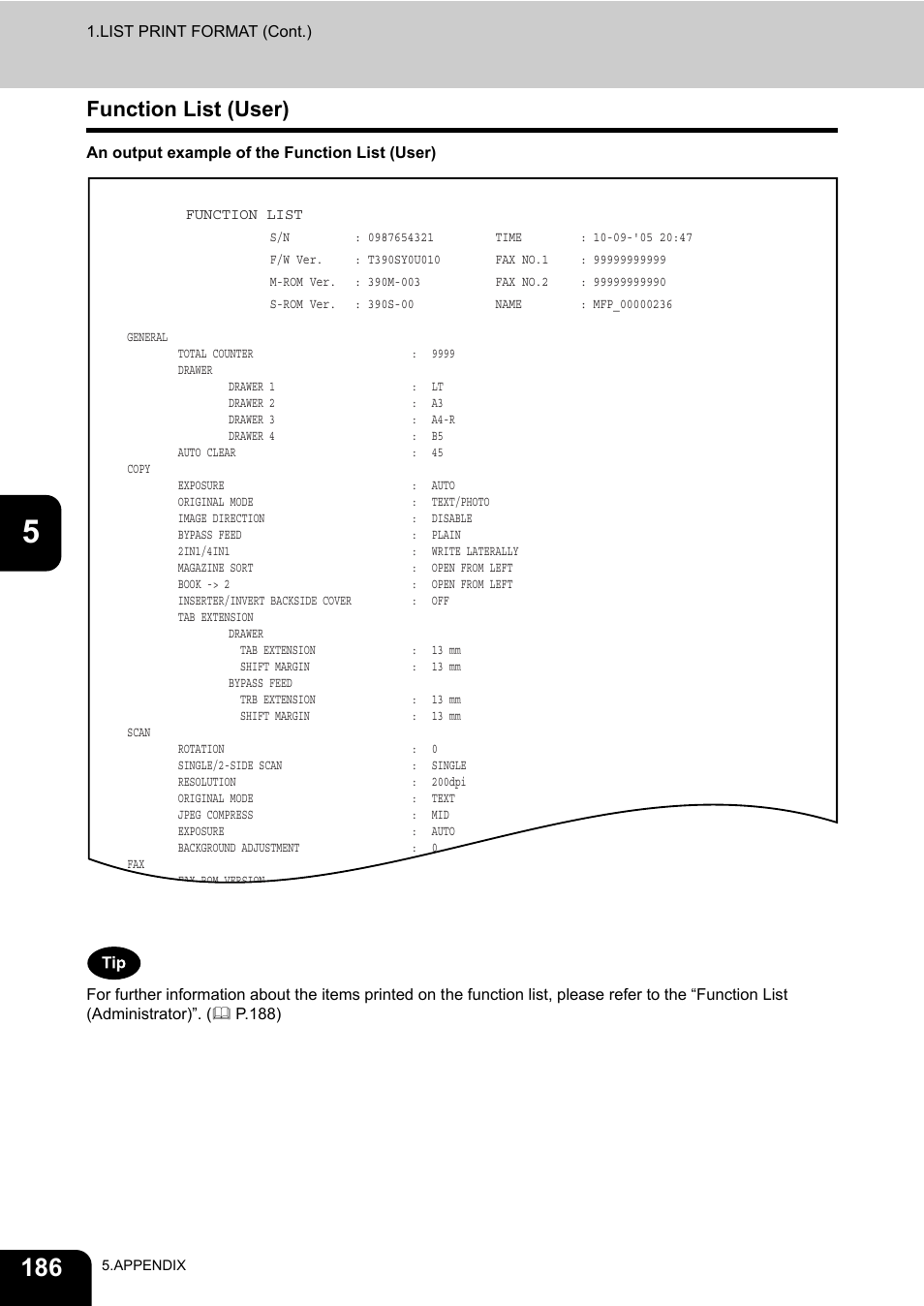 Function list (user) | Toshiba E.STUDIO e-STUDIO 523 User Manual | Page 188 / 216
