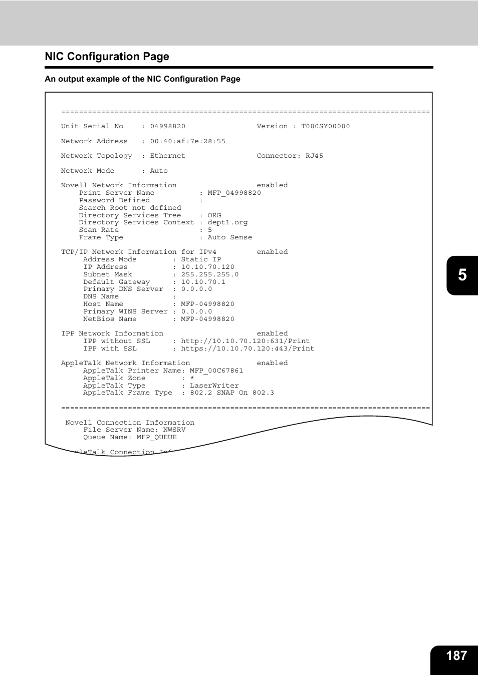 Nic configuration page | Toshiba E.STUDIO e-STUDIO 523 User Manual | Page 189 / 216