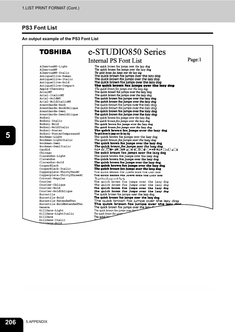 Ps3 font list | Toshiba E.STUDIO e-STUDIO 523 User Manual | Page 208 / 216