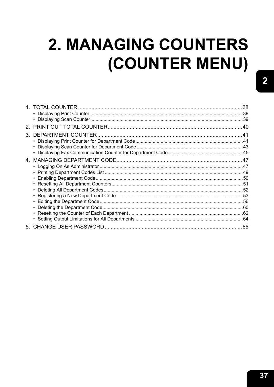 Managing counters (counter menu) | Toshiba E.STUDIO e-STUDIO 523 User Manual | Page 39 / 216