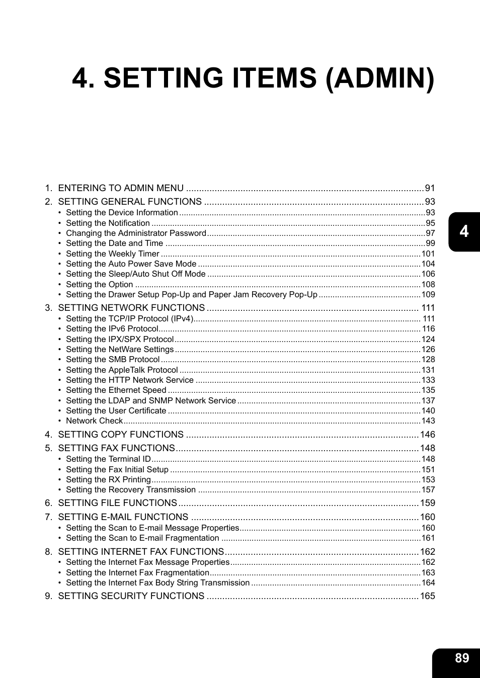 Setting items (admin) | Toshiba E.STUDIO e-STUDIO 523 User Manual | Page 91 / 216