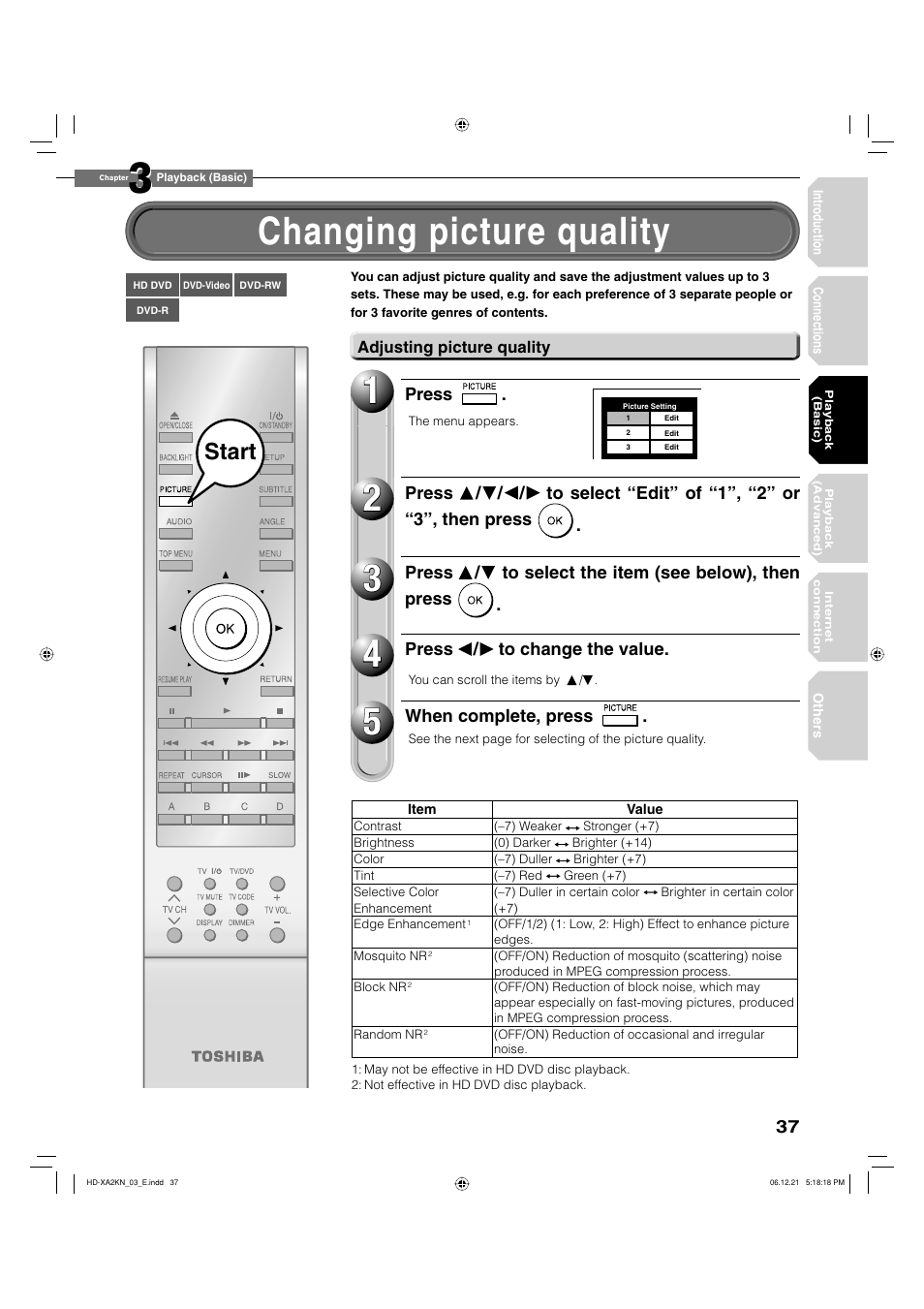 Start | Toshiba HD-XA2KN User Manual | Page 37 / 80