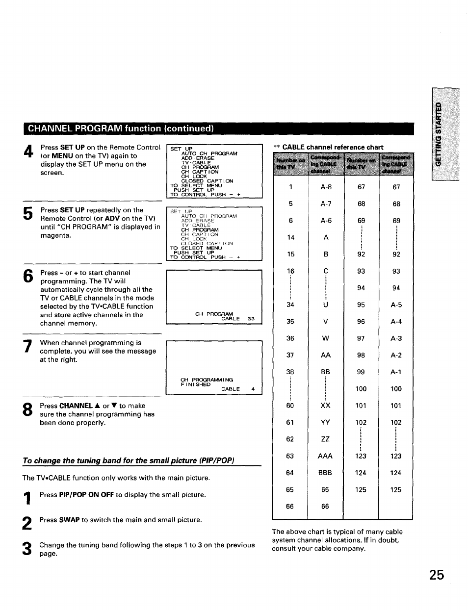 Channel program function (continued) | Toshiba TW56D90 User Manual | Page 25 / 71