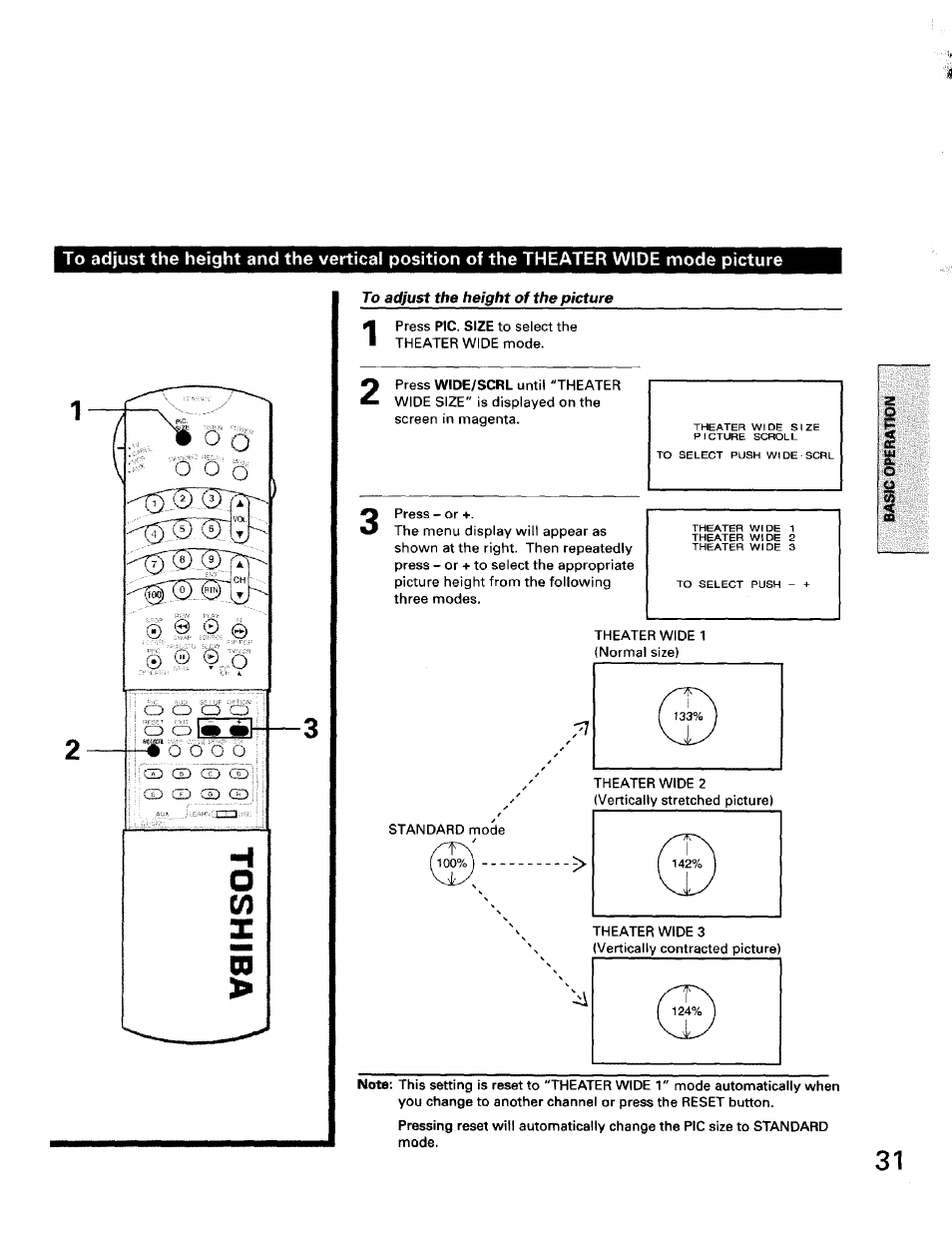 To adjust the height of the picture | Toshiba TW56D90 User Manual | Page 31 / 71