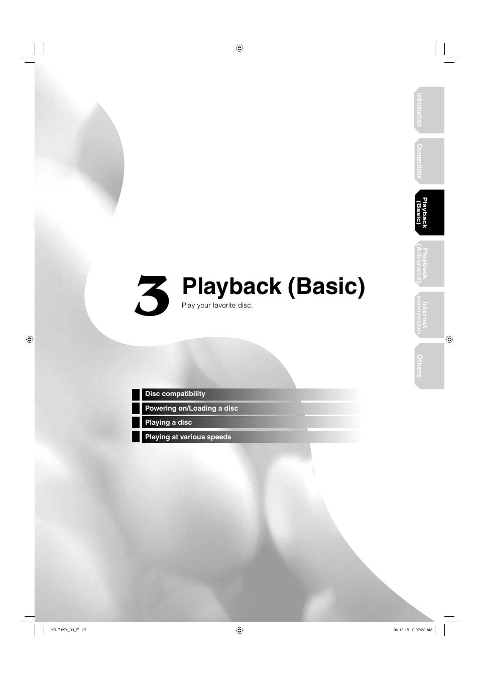 Playback (basic) | Toshiba HD-E1KY User Manual | Page 27 / 72