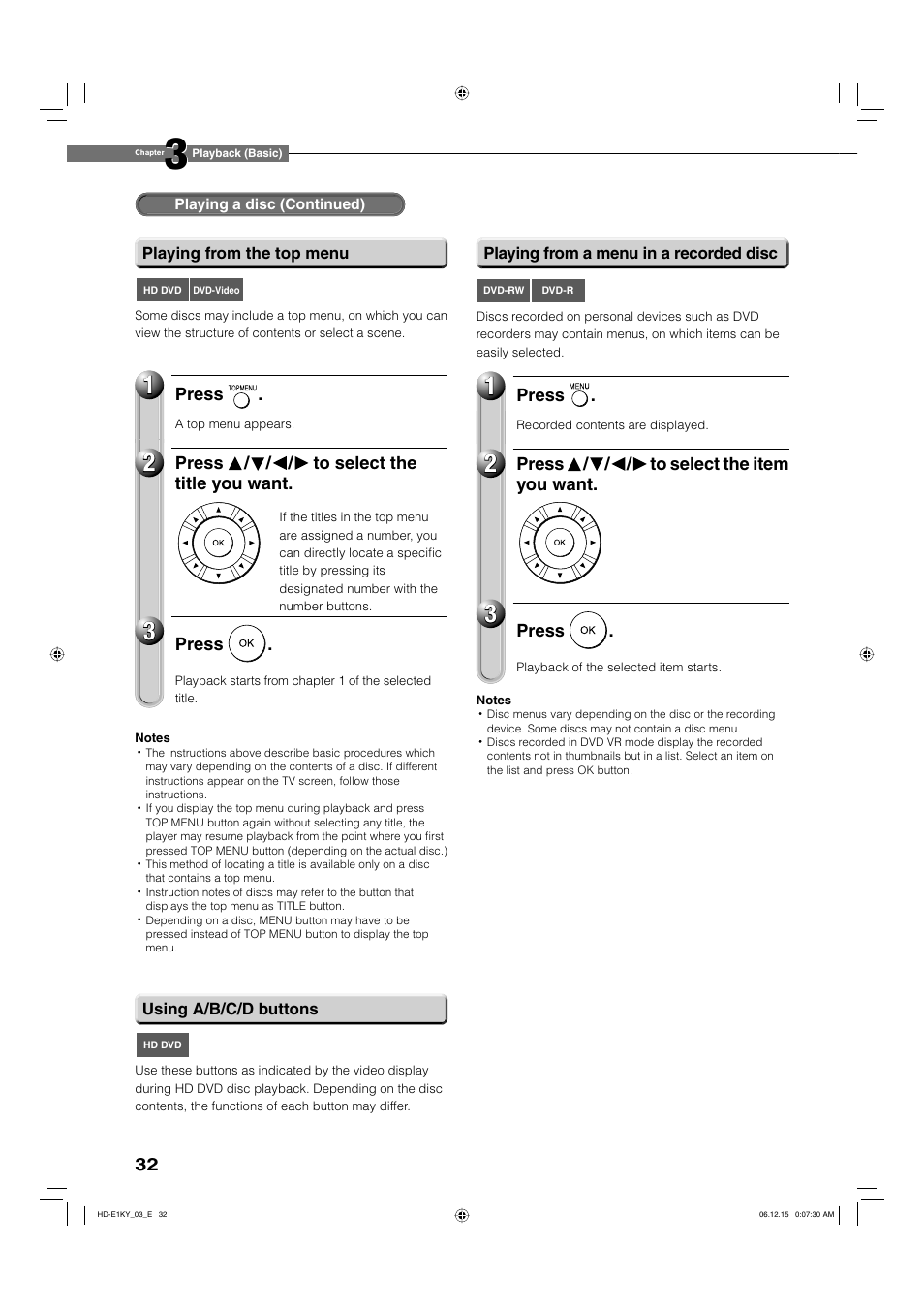 Toshiba HD-E1KY User Manual | Page 32 / 72