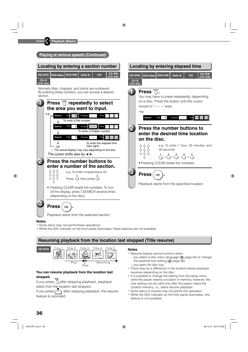 Press | Toshiba HD-E1KY User Manual | Page 36 / 72