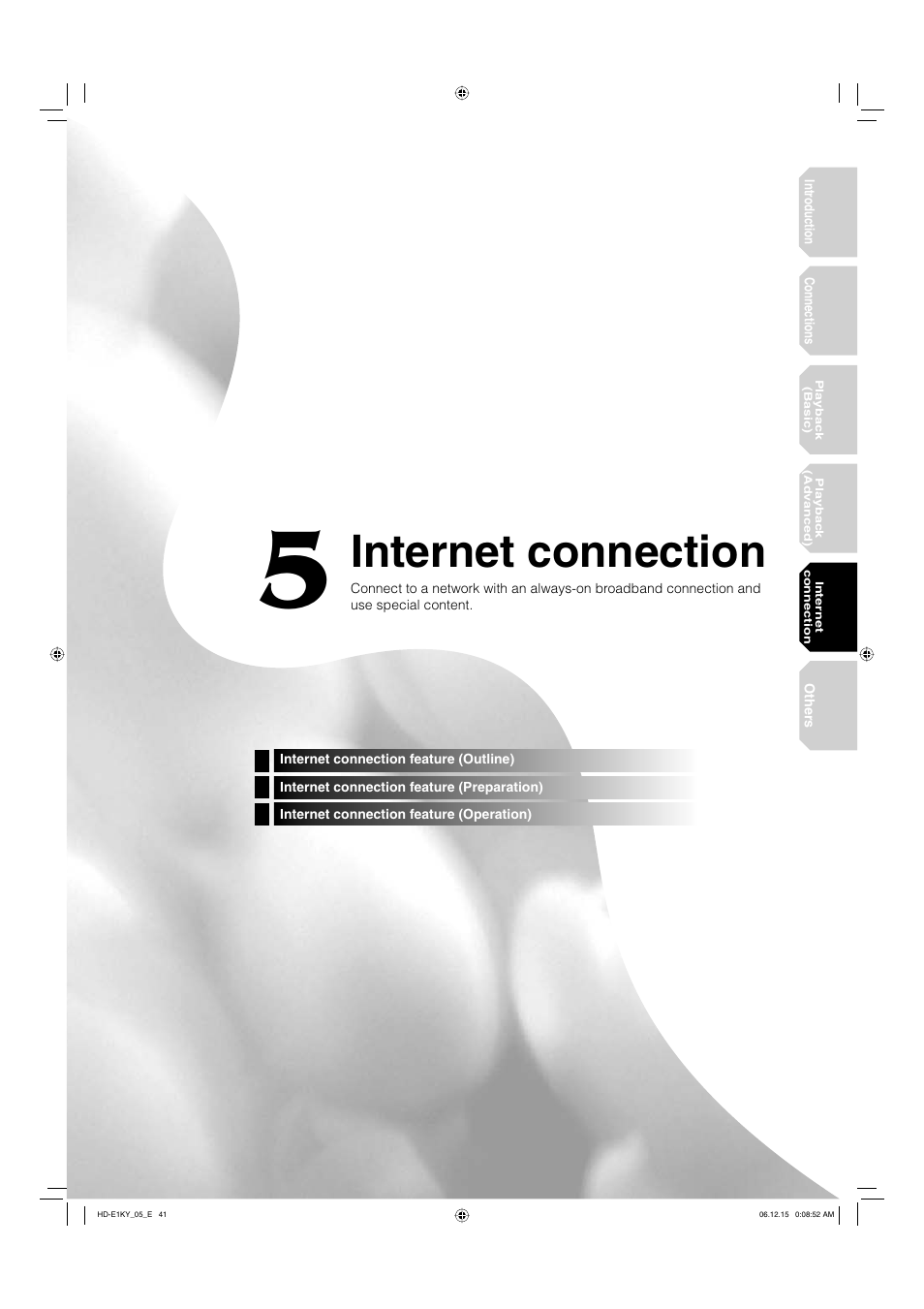 Internet connection | Toshiba HD-E1KY User Manual | Page 41 / 72