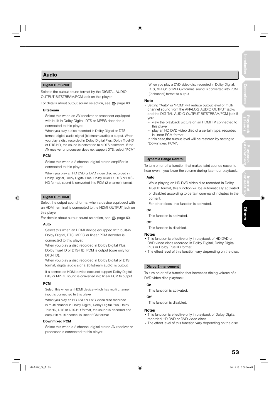 Audio | Toshiba HD-E1KY User Manual | Page 53 / 72