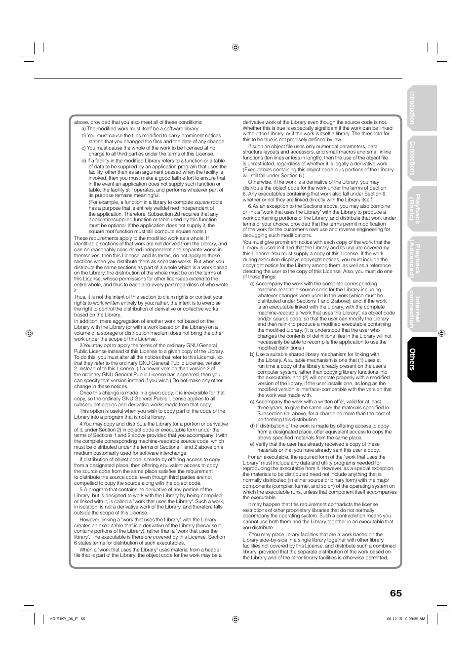 Intr oduction connections, Other s | Toshiba HD-E1KY User Manual | Page 65 / 72