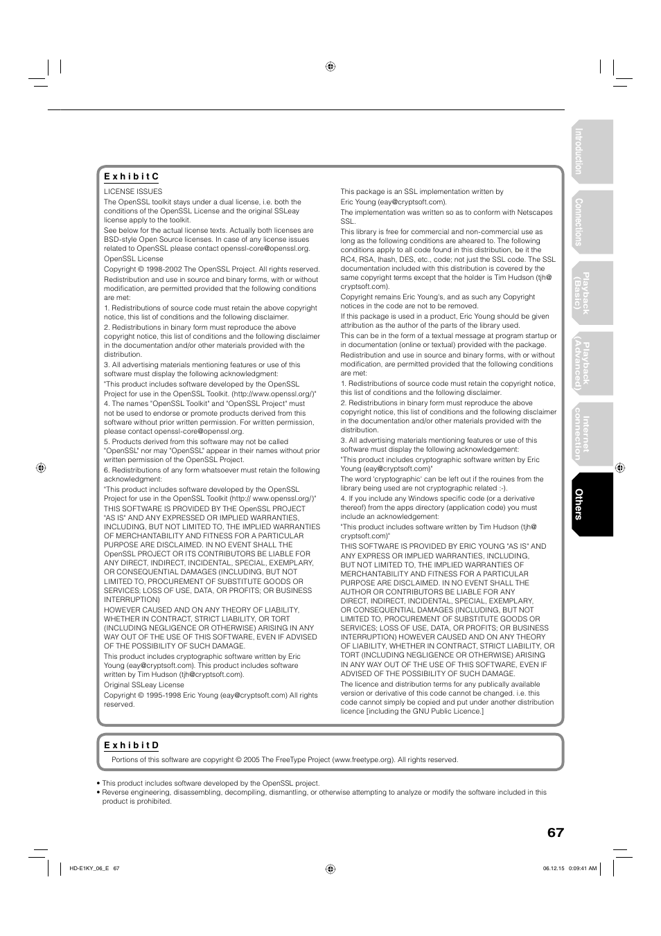 Intr oduction connections, Other s | Toshiba HD-E1KY User Manual | Page 67 / 72