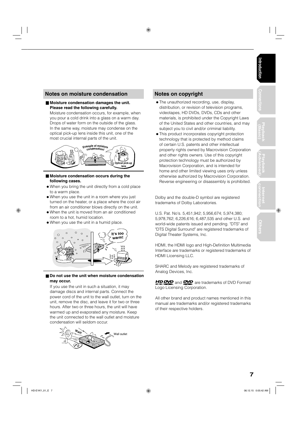 Toshiba HD-E1KY User Manual | Page 7 / 72