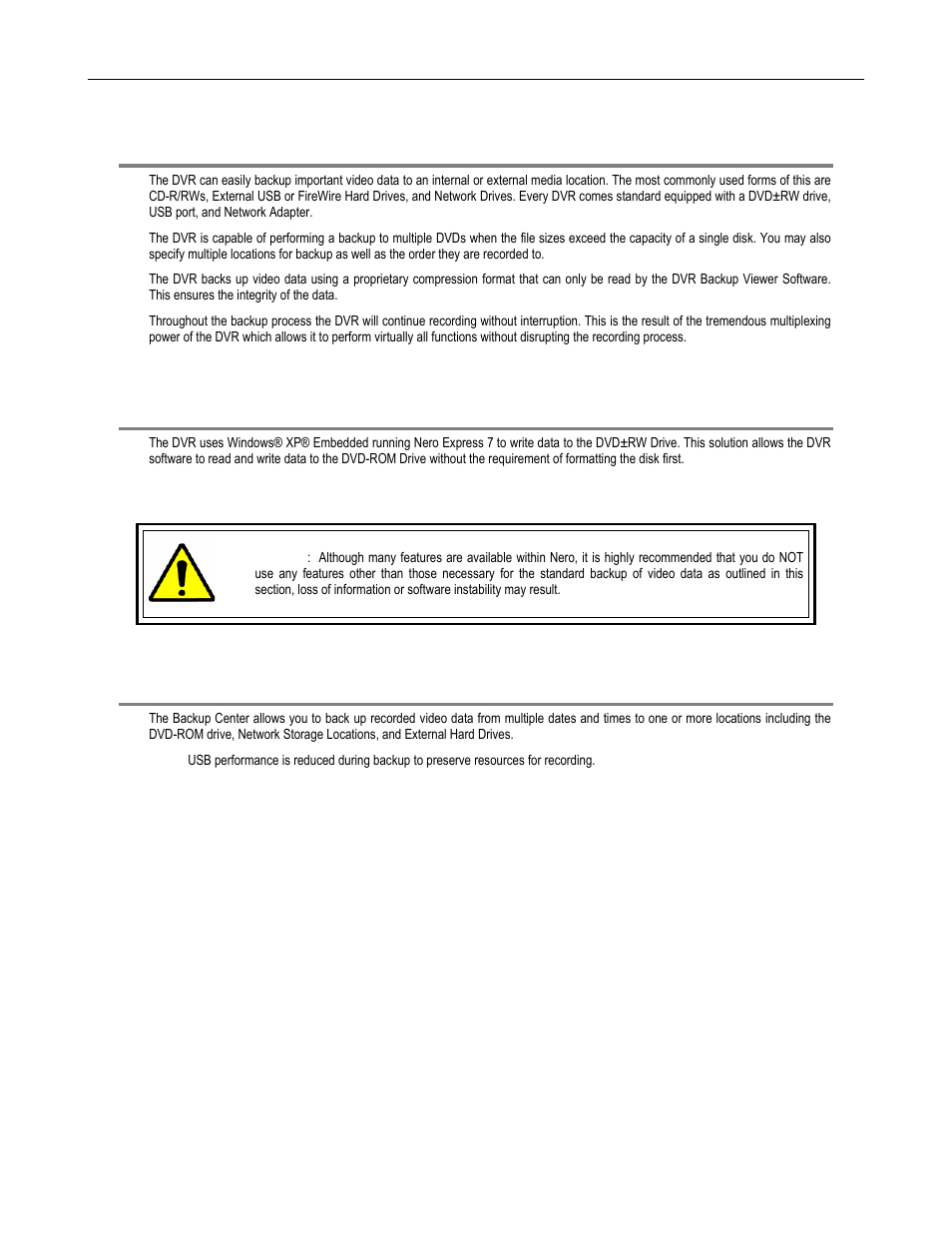 Backup overview, Nero® express, Backup center overview | Toshiba SURVELILLIX HVR32-X User Manual | Page 100 / 135