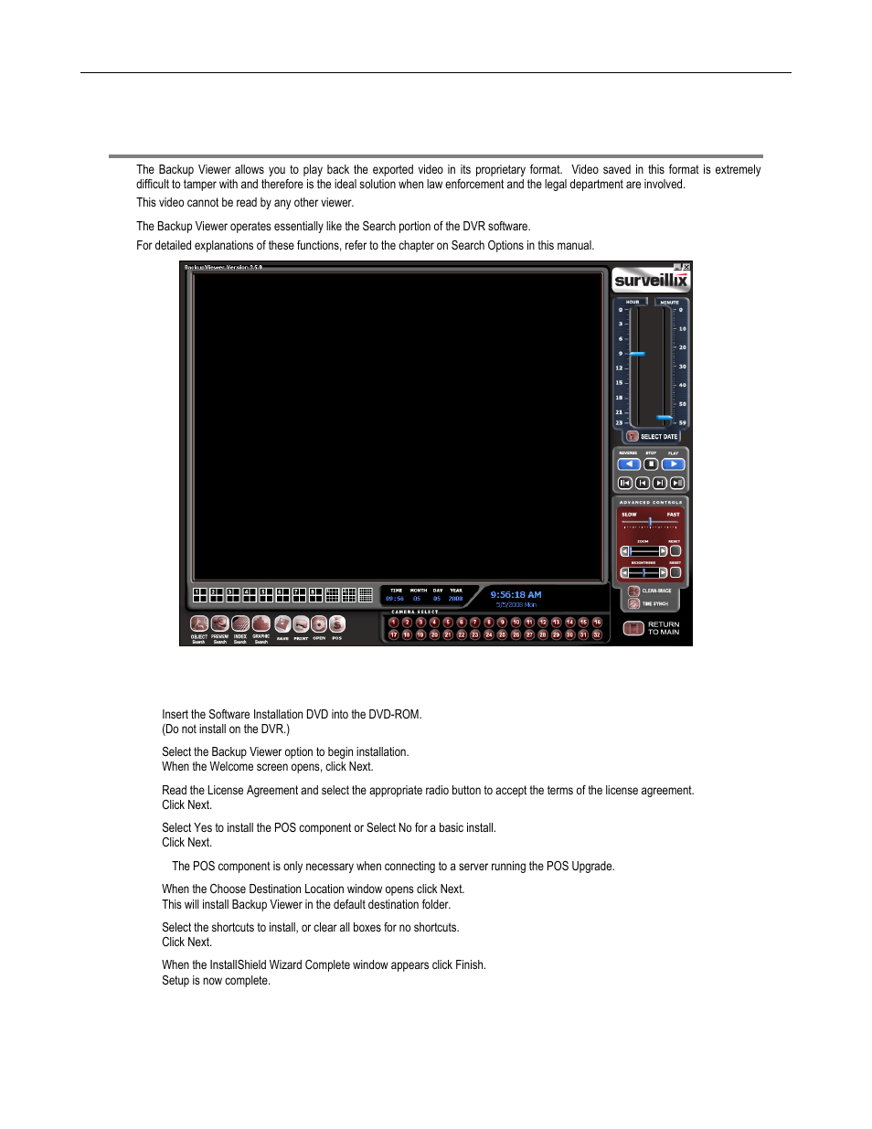 Backup viewer overview, Installing backup viewer | Toshiba SURVELILLIX HVR32-X User Manual | Page 125 / 135