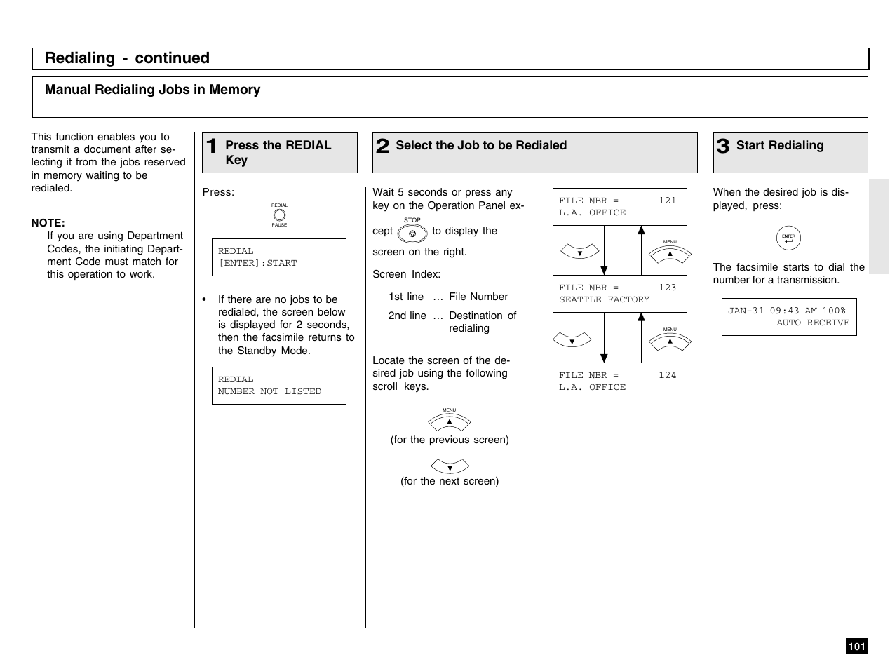 Redialing - continued | Toshiba e-STUDIO 170F User Manual | Page 103 / 244