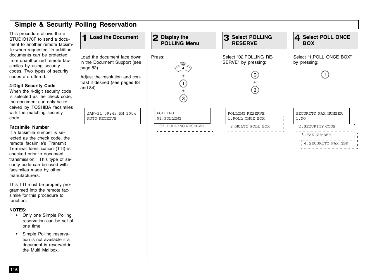 Simple & security polling reservation | Toshiba e-STUDIO 170F User Manual | Page 118 / 244