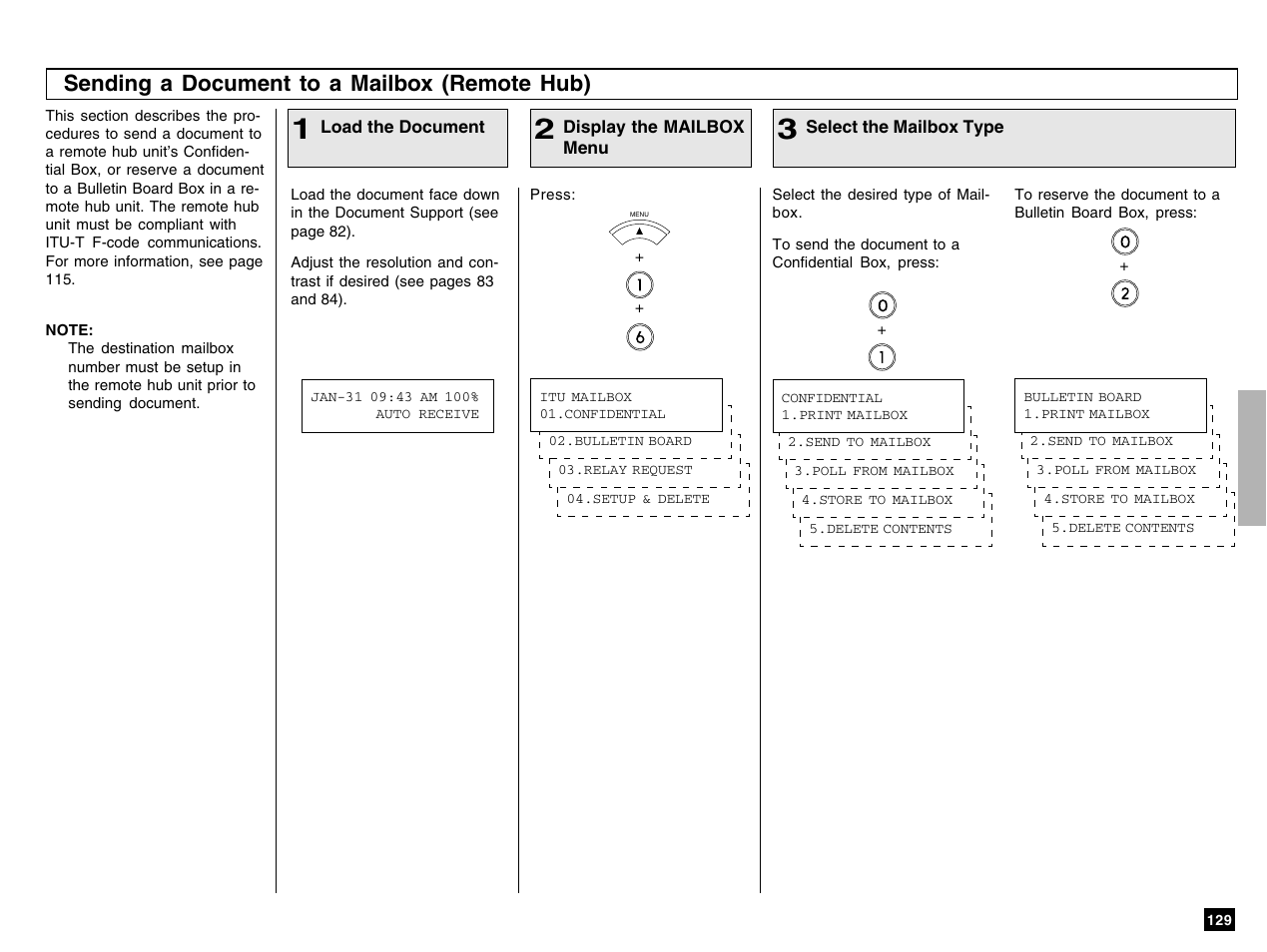 Sending a document to a mailbox (remote hub) | Toshiba e-STUDIO 170F User Manual | Page 131 / 244