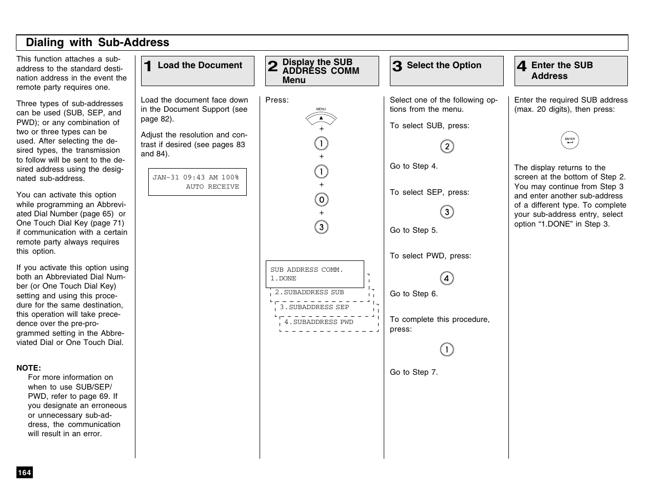 Dialing with sub-address | Toshiba e-STUDIO 170F User Manual | Page 166 / 244