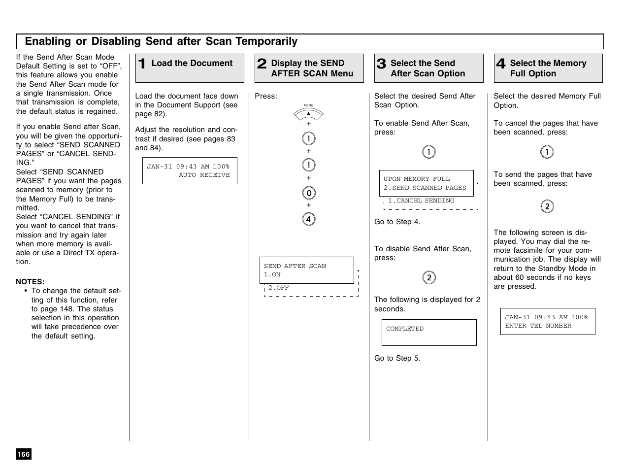 Enabling or disabling send after scan temporarily | Toshiba e-STUDIO 170F User Manual | Page 168 / 244