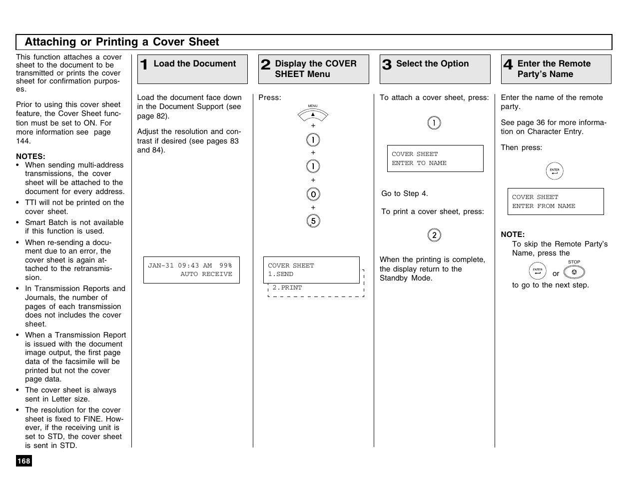 Attaching or printing a cover sheet | Toshiba e-STUDIO 170F User Manual | Page 170 / 244